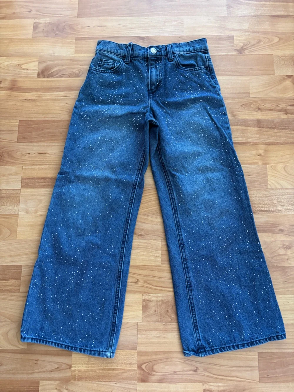 Justice Girls Blue wide Leg Jeans with White Speckle 8